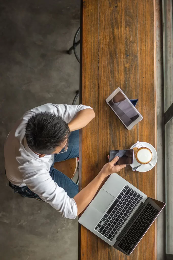Working in a coffee shop